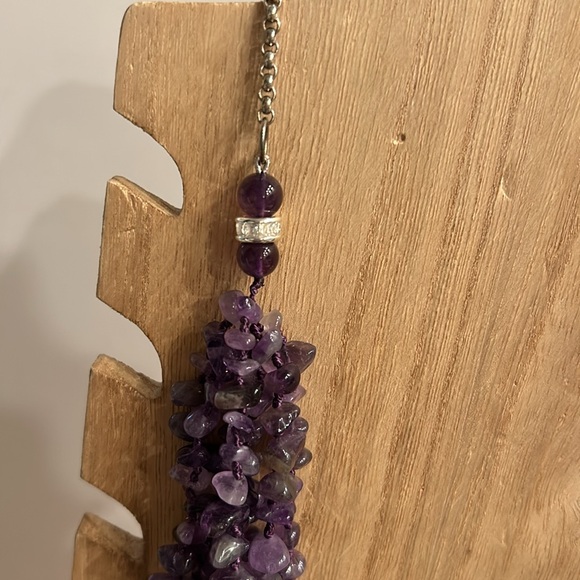 Purple Amethyst necklace, hand knotted - Picture 3 of 4